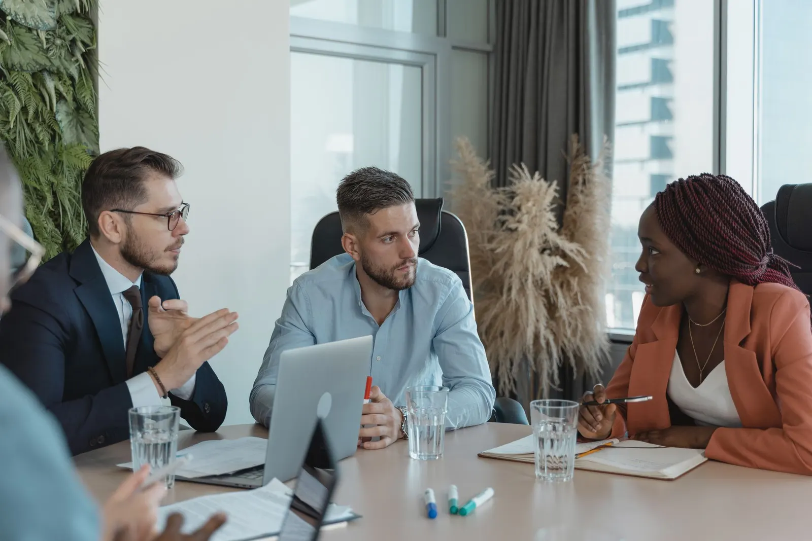 Business team in a meeting around a conference table