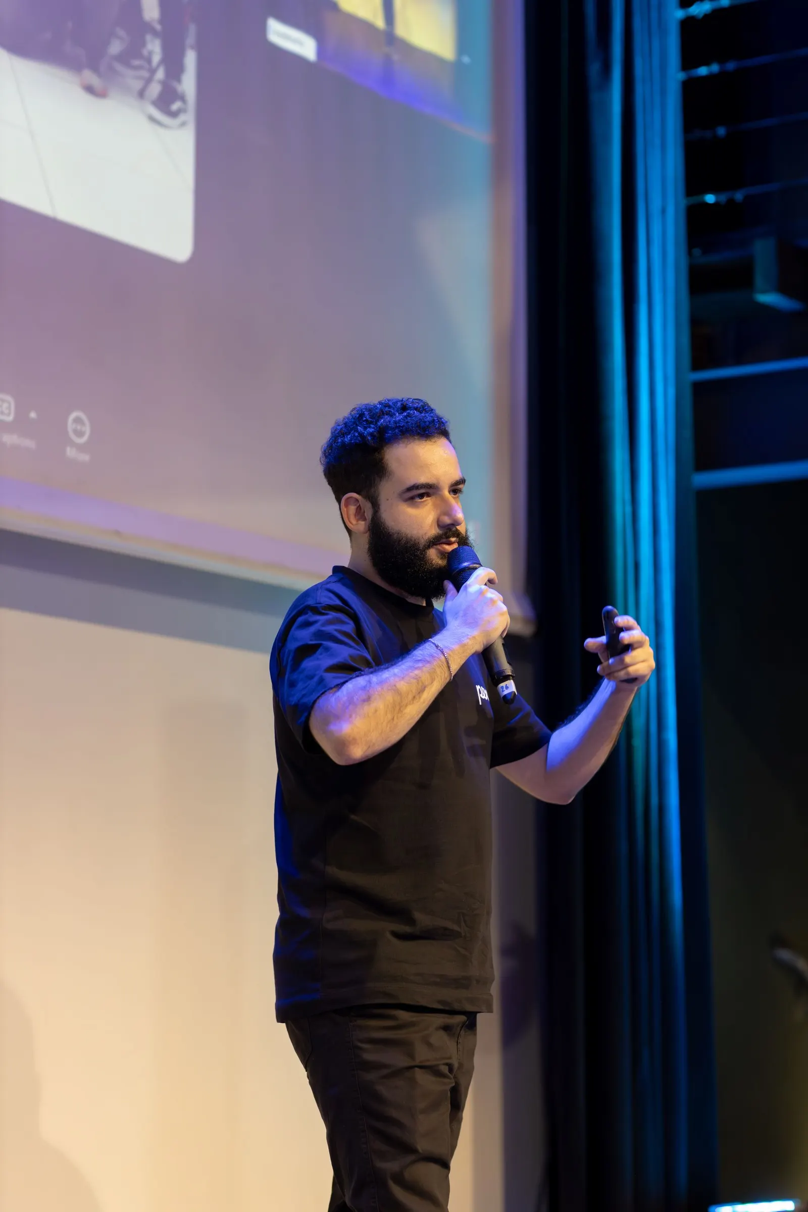 Presenter speaking at a business conference